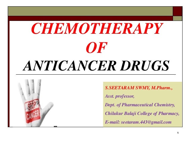 Chemistry and pharmacology of anticancer drugs
